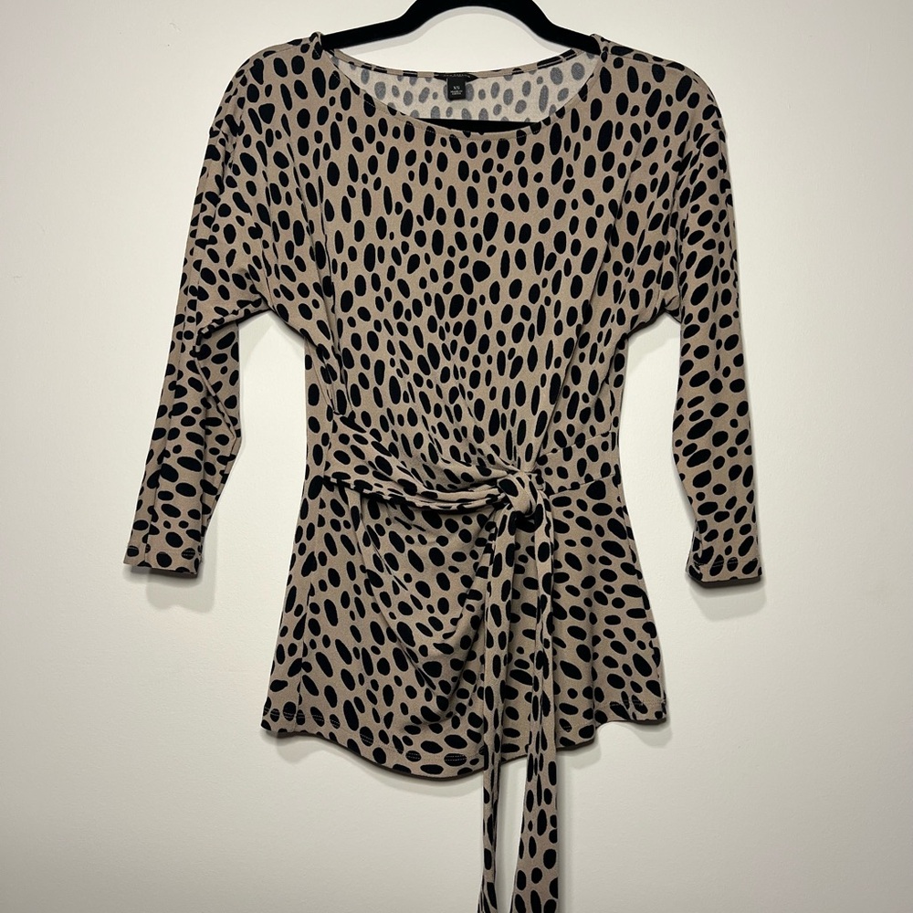 Ann Taylor Black and Tan Polka Dot Blouse